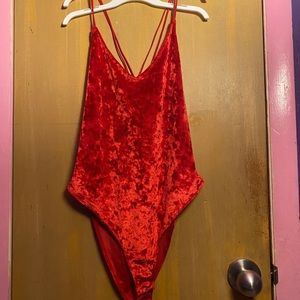 Velvet red bodysuit
